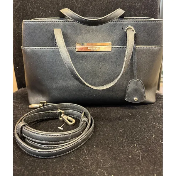 Kate Spade New York Black Saffiano Leather Satchel Crossbody Bag Gold Hardware - Image 2