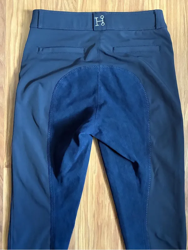 SmartPak Hadley Mid-Rise Knee Patch Breeches - Navy Blue, Size 28 R - Image 8
