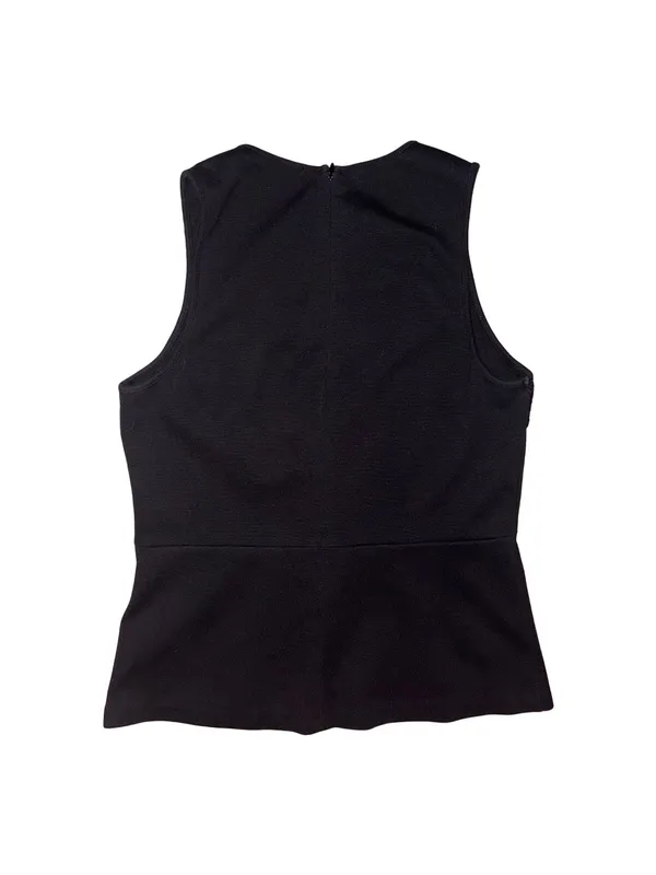 J.Crew Black Knit Peplum Crochet Detail Tank - Image 3