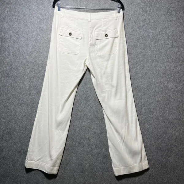 White House Black Market The‎ Trouser White Linen Blend Wide Leg Pants Size 4 - Image 9