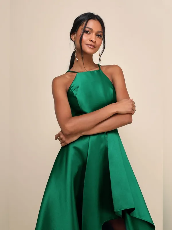 Lulus Broadway Show Emerald Green High-Low Gown Size Small NWT - Image 4