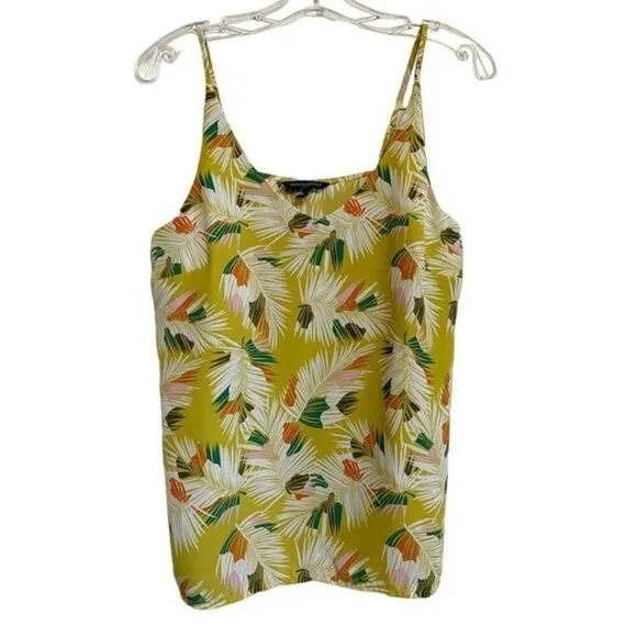 Banana Republic Tropical Feather Print Yellow Tank‎ Top Sleeveless Women S - Image 3