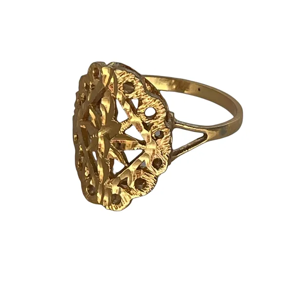Vintage Diamond Cut Filagree Ring Gold - Image 2