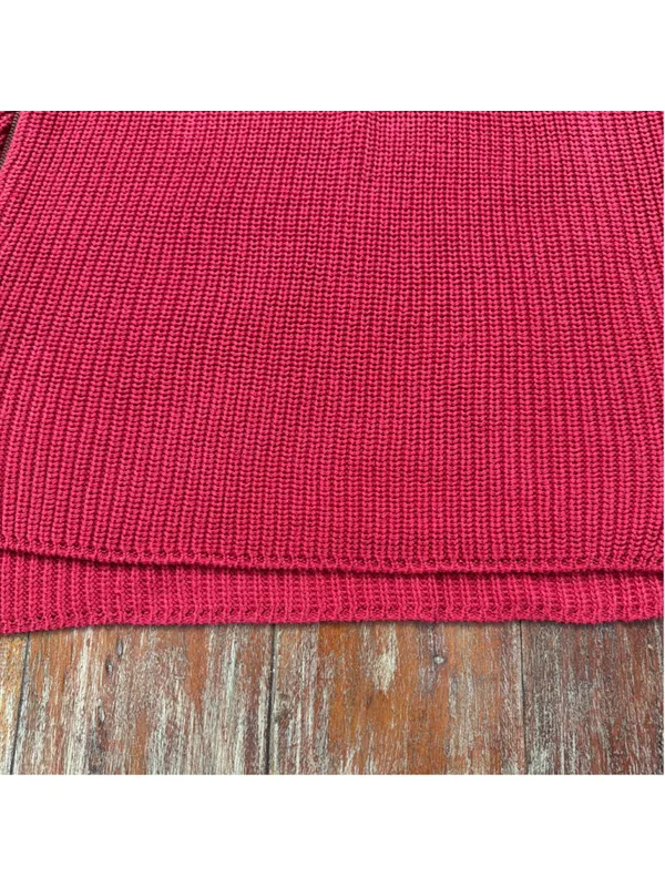 Habitat Clothes To Live In Red Chunky Knit Side Zip Mock Neck Tunic Sweater XL - Image 4
