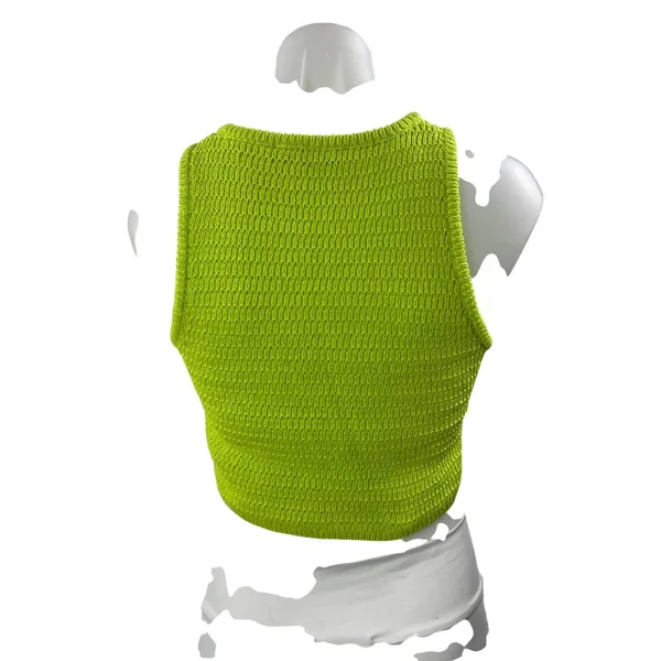 Zara Women's Green Floral 3D Beaded Crochet Sleeveless Knit Crop Top Size S - Image 3