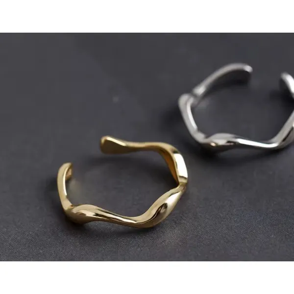 🆕 Yellow‎ Gold Wave Ring Gold Plated 925 Sterling Silver | Adjustable - Image 8