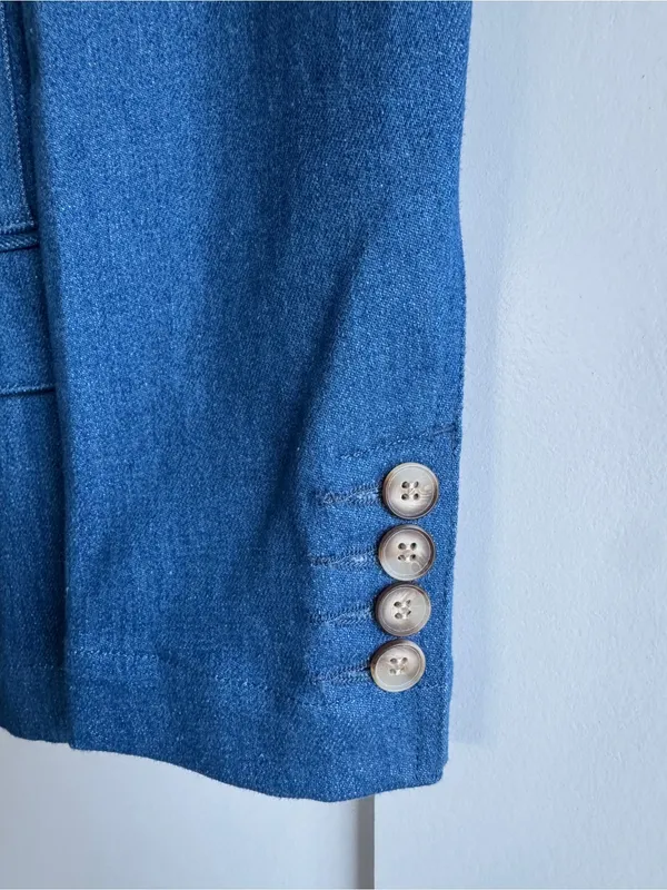 Sezane Christie Denim Blazer Baby Blue Double Breasted Jacket NWT US 4 FR 36 - Image 10