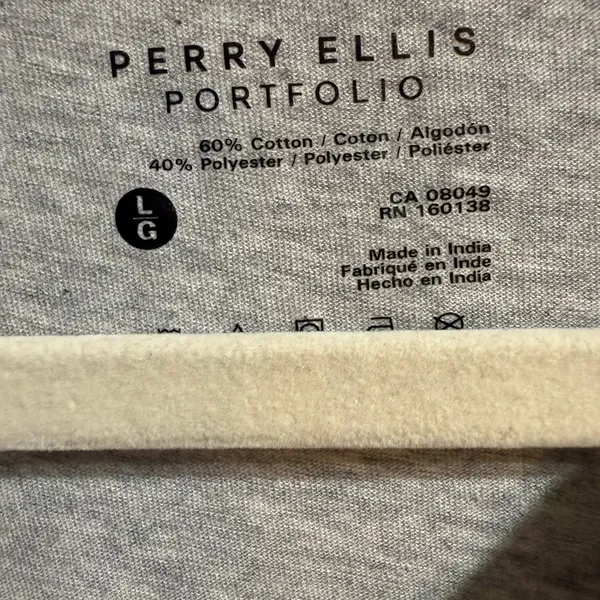 Perry Ellis Womens Light Gray Casual Short Sleeve Tee Sz‎ L - Image 3