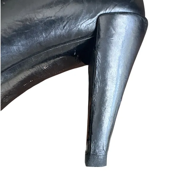 Vintage Gucci 202941 Black Leather Crest Medallion Knee High Boots 9B - Image 16