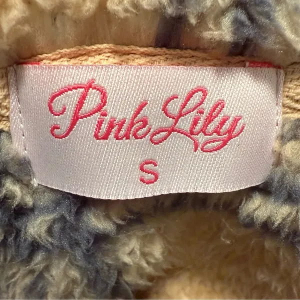 Pink Lily Quarter Zip Pullover Brown Plaid Faux Fur Teddy Sherpa‎ Fleece Women S - Image 5