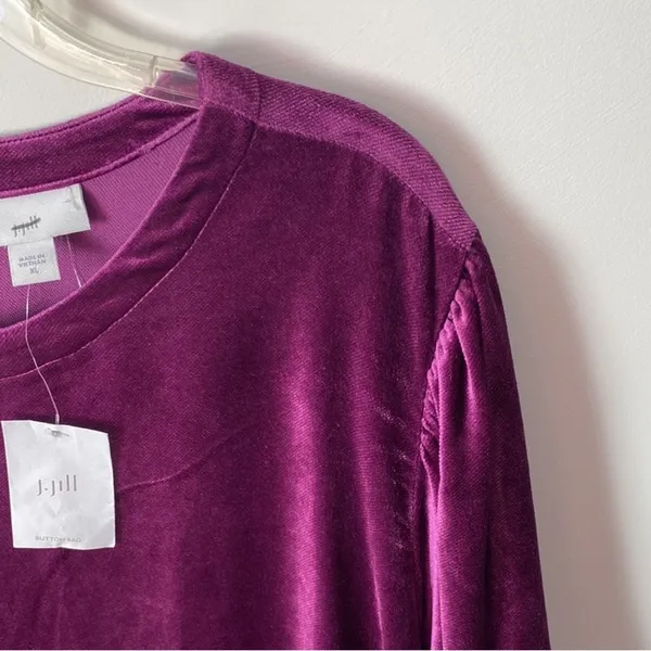 NWT J.Jill Velvet Shift Dress XL Jewel Purple Elbow Puff Sleeve Cocktail Holiday - Image 8