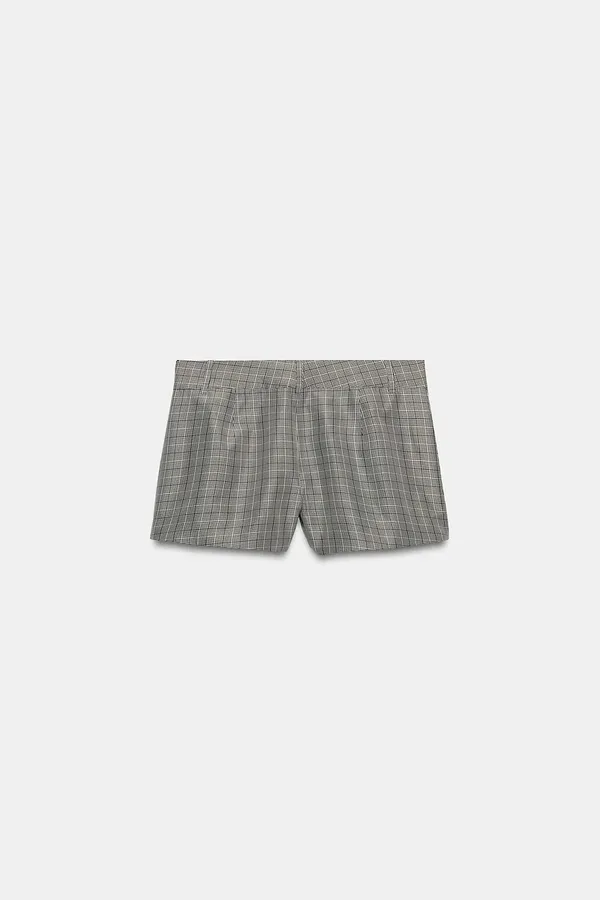 Zara ZW Collection Black Ecru White Plaid Shorts - Image 5