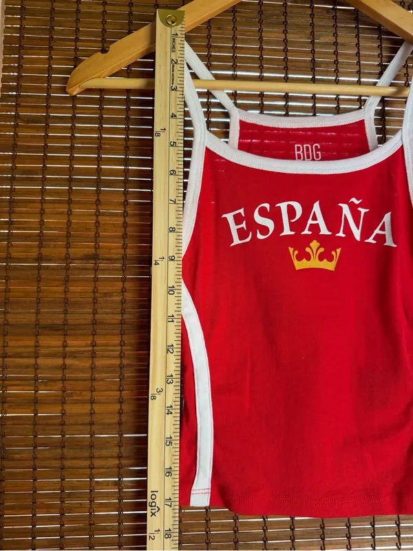 BDG Urban Outfitters Mia España Red Graphic Cropped Cami Tank Top S - Image 5