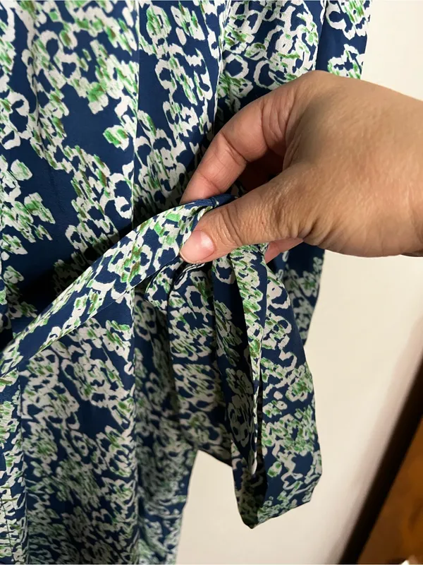 Maeve by Anthropologie Blue Green‎ Floral Button Front Tie Waist Dress - Image 5