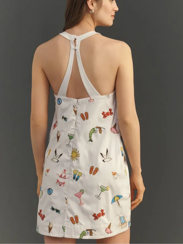 Anthropologie Maeve Sleeveless Beaded Shift Mini Dress in White NWT with Flaw - Image 3
