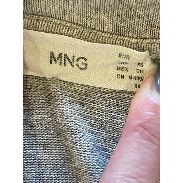 Mango MNG Solid Gray Drop Shoulder V Neck Oversized‎ Top Size XS - Image 5