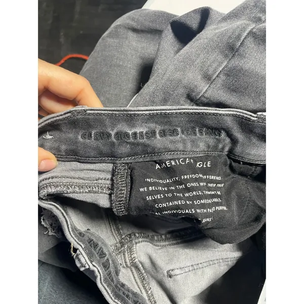 American Eagle‎ Curvy Highest Rise Jegging Women 10 Black Distressed Next Level - Image 6