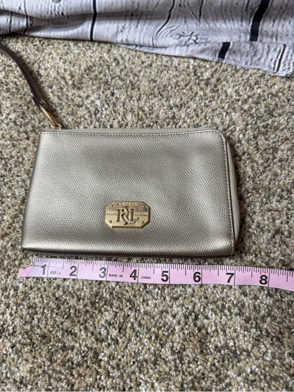Lauren Ralph Lauren taupe metallic wristlet - Image 6