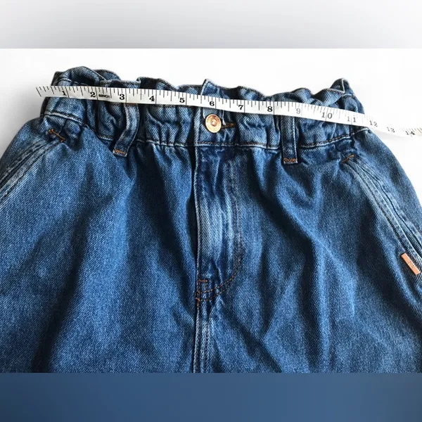 Zara Women's short Blue 100% Cotton with elastic waist Size 2 - Image 8
