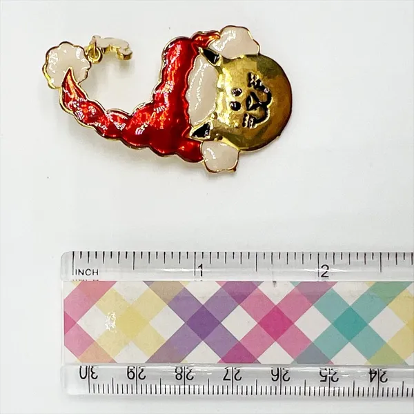 NEW Gold Tone Christmas Cat Santa Claus Brooch Pin - Image 3