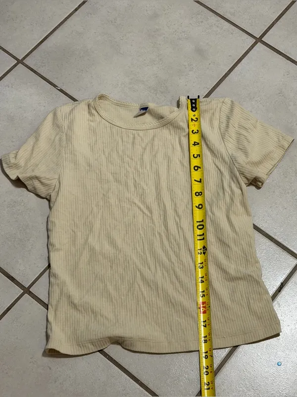 Old Navy Women‎ Minimalist Neutral Classic Ribbed Crewneck Tee Beige Tan size S - Image 6