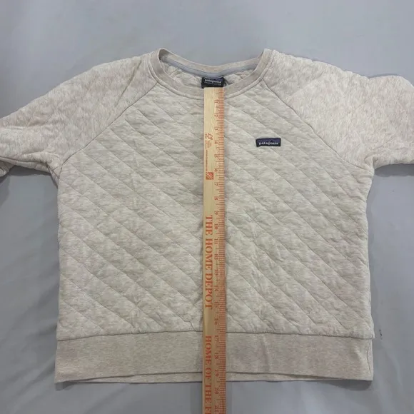 Patagonia Womens Organic Cotton Quilt Crewneck Sweatshirt Oatmeal Heather Large - Image 4