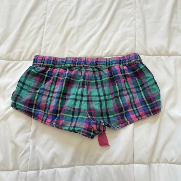 Aerie Shorts Retro Y2K Womens XS Micro Mini Pink Green Plaid 100% Cotton Dainty‎ - Image 8