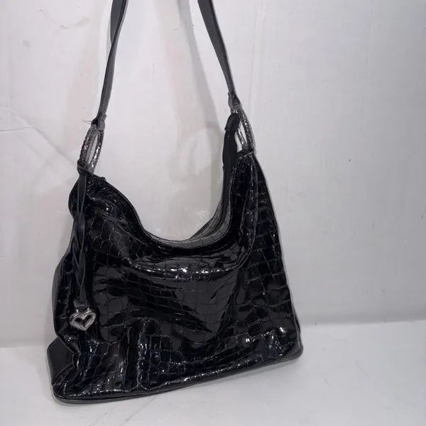 Vintage Y2K Brighton Cher Bag Black Shoulder Tote Croc Leather‎ Gorpcore Purse - Image 2