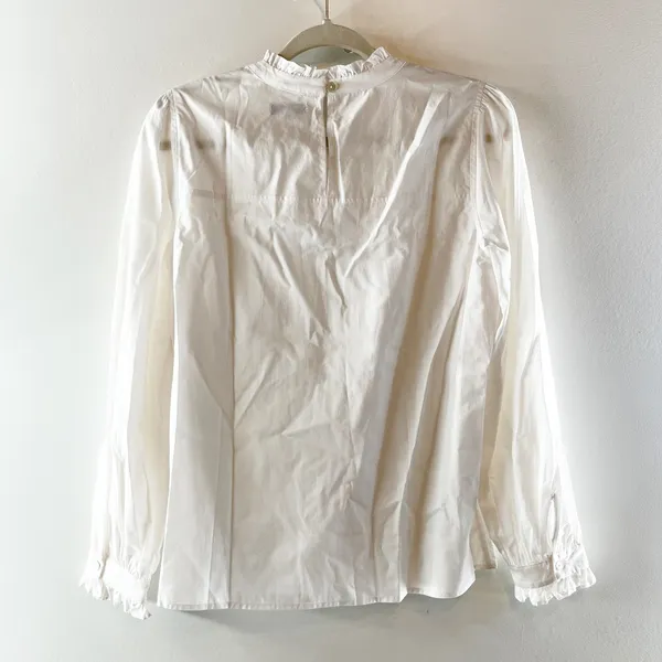 Rails Ariana Pintuck High Neck Long Sleeve Cotton Blouse Shirt Top White Medium - Image 4