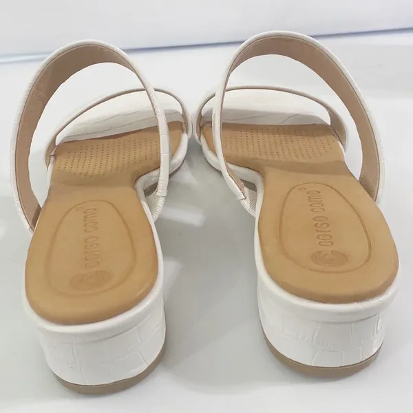 Corso Como CC Faeya croc embossed white square heel double strap sandal size 6 - Image 7