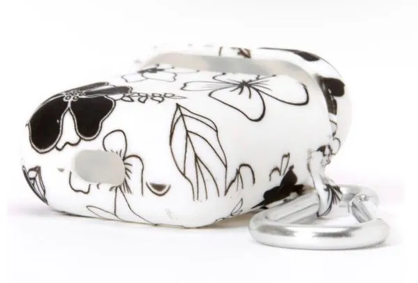 Black and White Floral Silicone Earbud Case Cover Compatible Apple AirPods 2nd - Image 2
