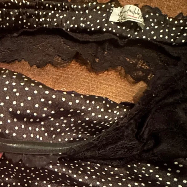 Free People Intimately Camisole Lg Black Polka Dot Lace Strapless Top Romantic - Image 4