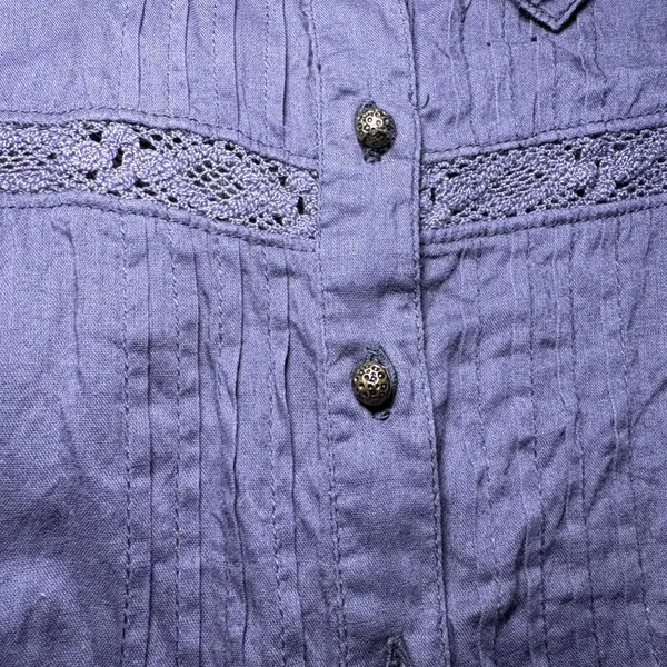 Free People Purple‎ Embroidered Lace Lagenlook Blouse Small Boho New Romantics - Image 7