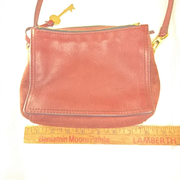 Fossil Emma Burgundy Leather/suede Crossbody Bag Purse - Image 8