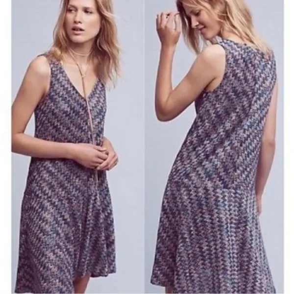 Maeve Anthropologie Westwater Chevron Knit Shift Dress Size Medium‎ EUC 0368 - Image 2