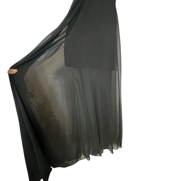 B. Darlin Maxi Dress Womens 6 Black Halter Beaded Chiffon Prom Formal Gown - Image 7
