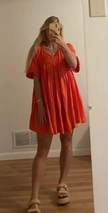 FREE PEOPLE Catalina Mixed Media Minidress in Radiant Watermelon Size X-Small - Image 13