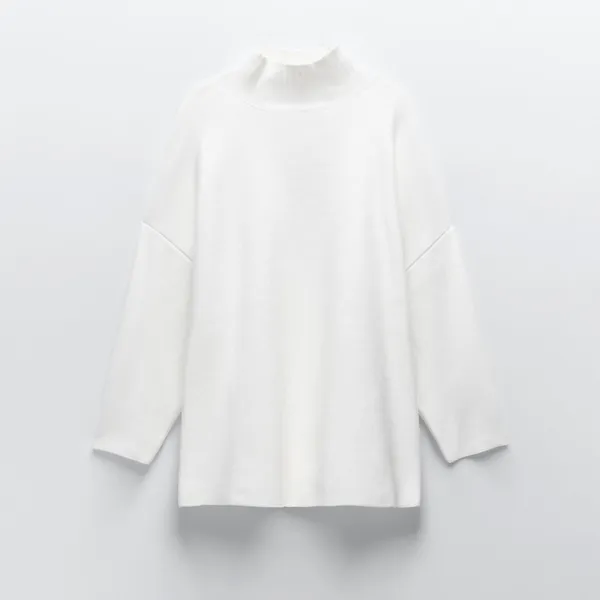 Zara Soft High‎ Neck Sweater in Ivory Size Small - Image 5