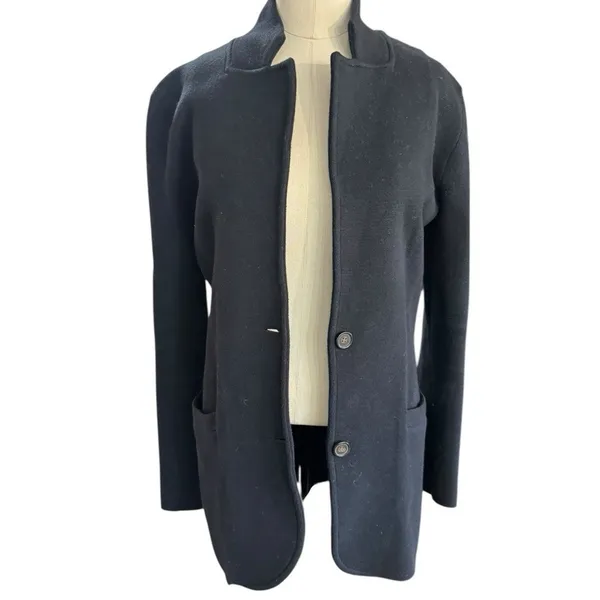 J.Crew Mercantile Knit Blazer Sweater Jacket Black Soft Cotton Size XS Cardigan - Image 10
