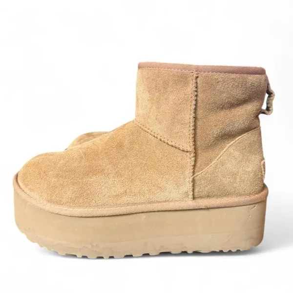 UGG Classic Mini Platform Boots Chestnut Suede Shearling Women’s Size 8 1134991 - Image 3