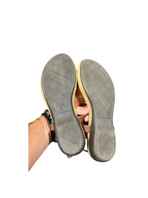 Ralph Lauren Lauren Kacy womens brown faux leather thong sandals sz 7.5B SK10663 - Image 5