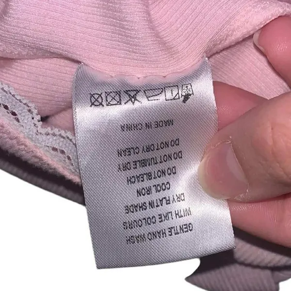 White Fox‎ Lounge Pants Women S Pink Ribbed Lace Trim Flare Coquette Balletcore - Image 6