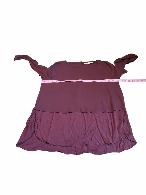 LOFT wine colored mixed media top - Image 3