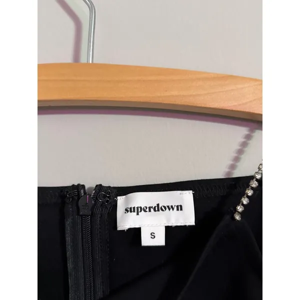 Superdown Black Chain Strap Square Neck Crop Top S‎ Rhinestone Embellished - Image 4