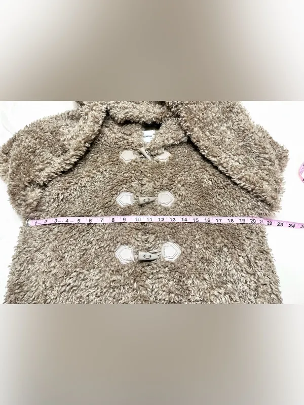 Galita Cozy Khaki Teddy Toggle Jacket with Hood Size Small Tan - Image 9