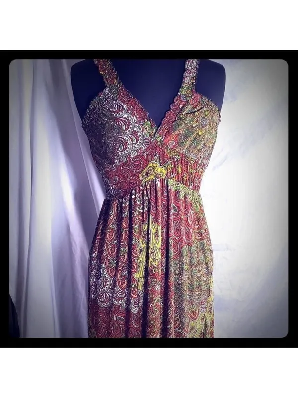 Paisley Print Halter Maxi Dress Size Small - Image 2