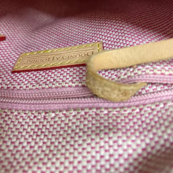 Dooney & Bourke Light Red Tan Fabric Crossbody Bag - Image 11