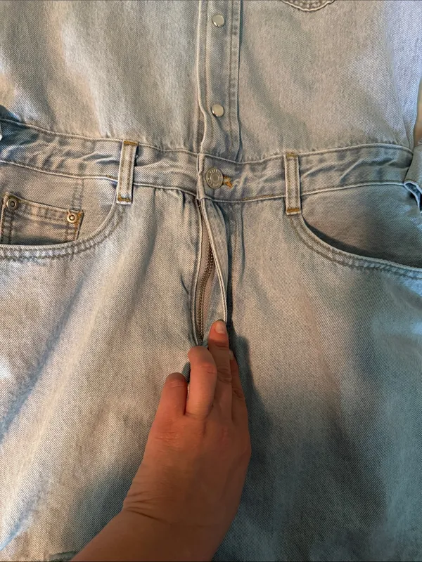 GREY LAB Light Blue Denim Shirt Dress with Chest Pockets - Image 3