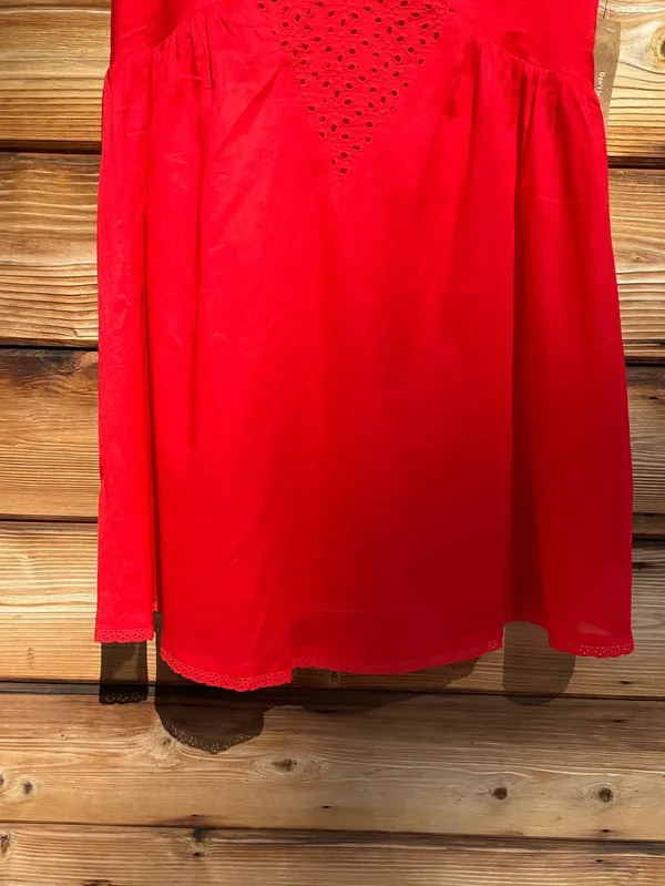 Kourt Red Size S Tatiana Cotton V Neck Mini Dress Few Moda - Image 7