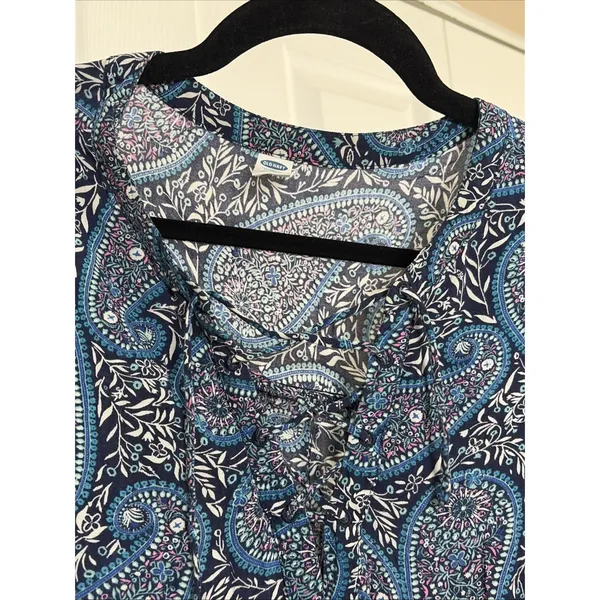 Old Navy Lace Up Paisley Shift Dress Womens Size XL Boho Floral Breezy Festival - Image 3